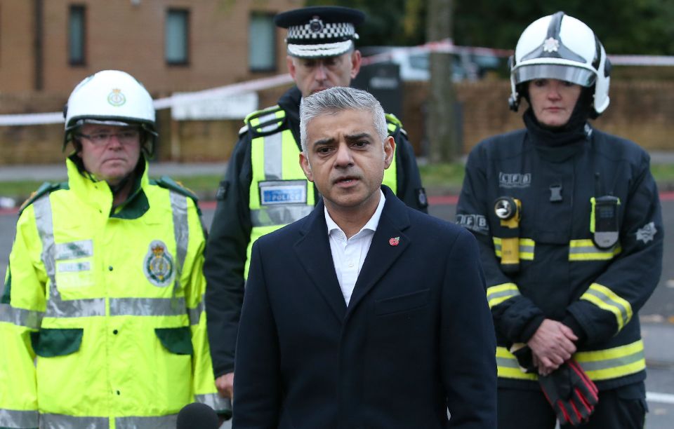 Mayor of London Sadiq Khan paying tribute at the scene of the crash this evening