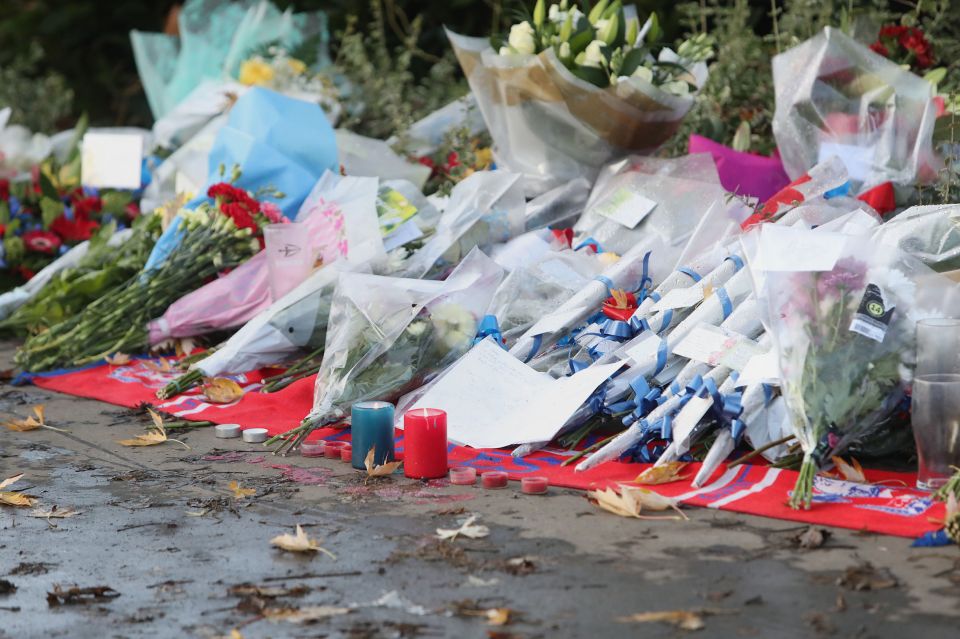 Flowers left at the scene near the tram crash in Croydon