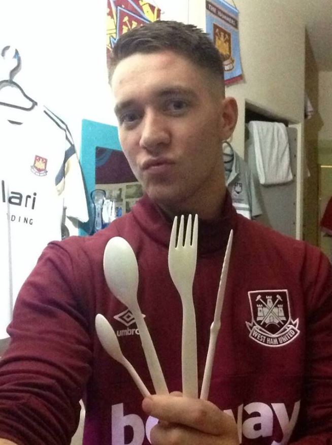 In March he showed a snap of himself with plastic cutlery