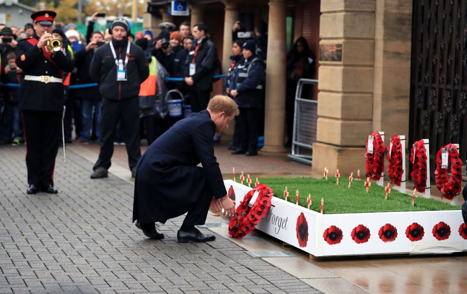 Harry laid a Poppy Wreath ahead of the Autumn International match at Twickenham stadium