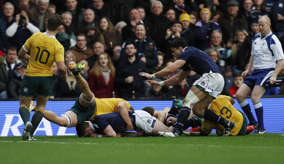 Jonny Gray scored a try along with two from Huw Jones earlier in the game