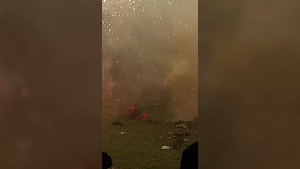 Ollie Griffen hit in the face at firework display 