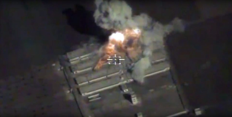 Cruise missile striking a rebel target in Syria