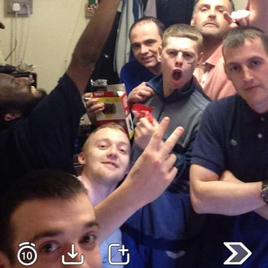 The prisoners are described as 'having a right laugh like students'