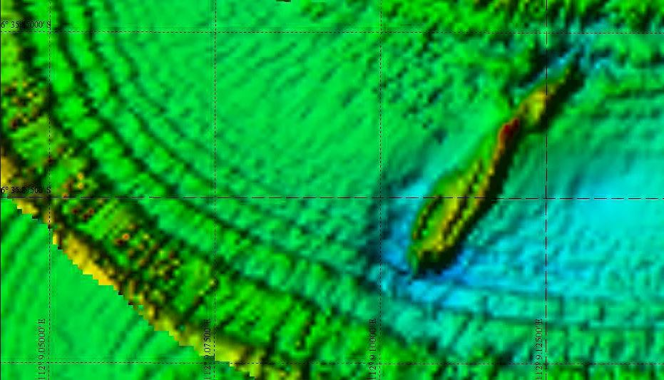 A 3D map showing the seabed resting place of what is left of the HMS Electra 