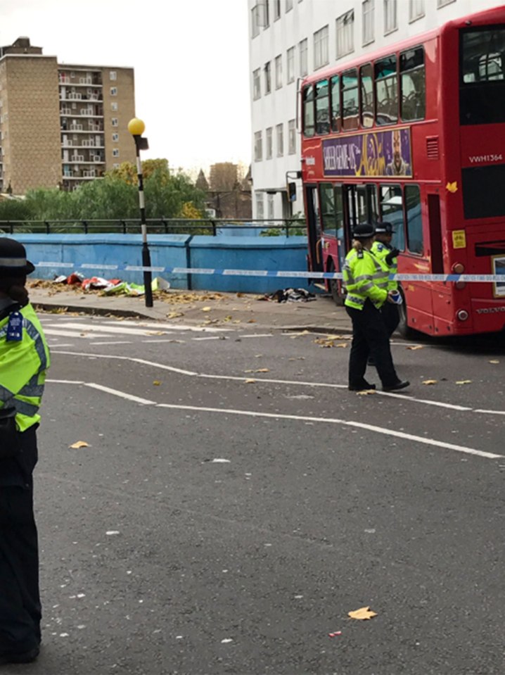 Police cordoned off the area after the woman was struck