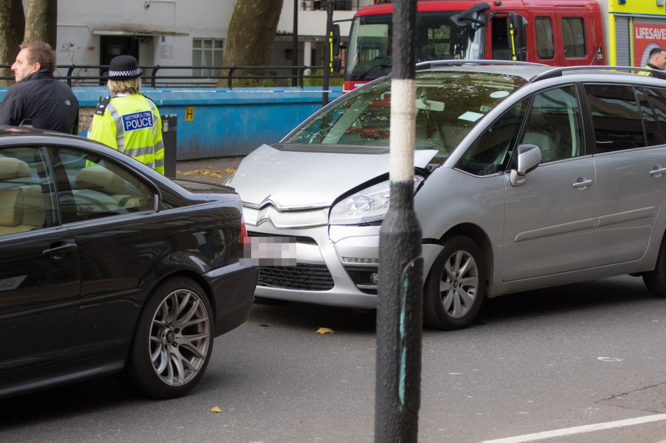 Another car also appeared to have been involved in the collision in a minor way