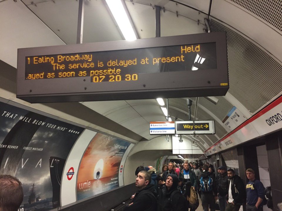 Central line services were severely disrupted after a Tube hit an object
