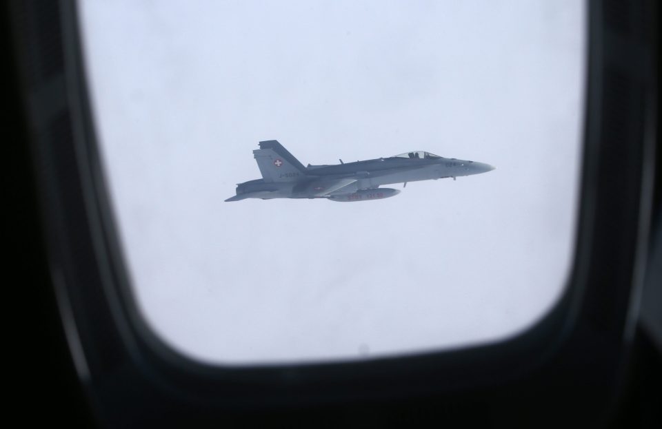 An incident with Russian Presidential official delegation's Ilyushin IL-96 plane and Swiss jet-fighter
