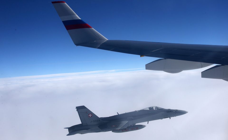 An incident with Russian Presidential official delegation's Ilyushin IL-96 plane and Swiss jet-fighter