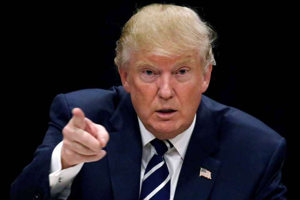 of U.S. Republican presidential nominee Donald Trump appearing at a campaign roundtable event in Manchester