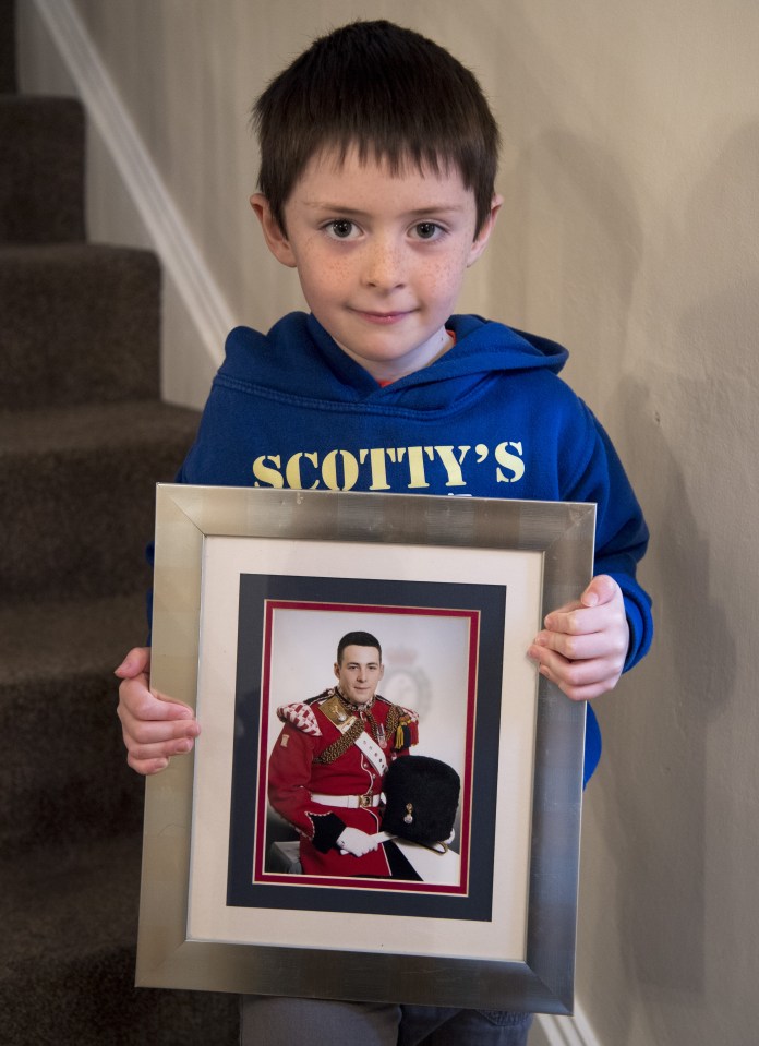 JACK RIGBY 6 AND MOTHER REBECCA RIGBY THE WIFE AND SON OF MURDERED SOLDIER FUSILEER LEE RIGBY WHO SUPPORT THE CHARITY "SCOTTY'S LITTLE SOLDIERS"