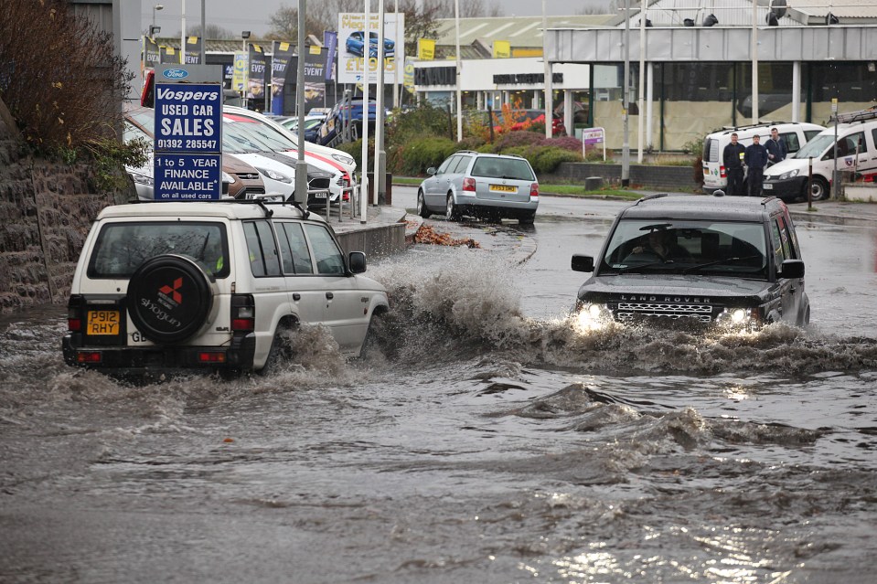 flood waters in Exeter, Devon
