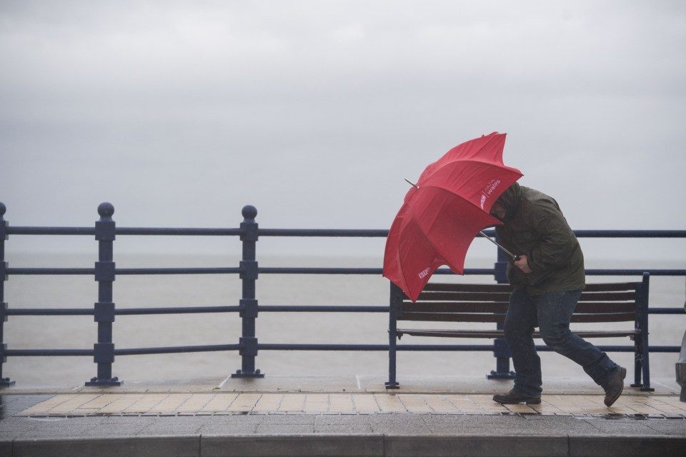 The weather was bracing on the seafront in Porthcawl, Wales