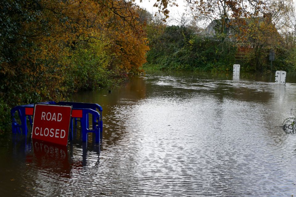 The ford at Lands End Charvil in Berkshire was closed to traffic as the depth of the water reached 4ft 6in