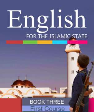 The text books look normal apart from the fact the child has automatic rifle over his shoulder