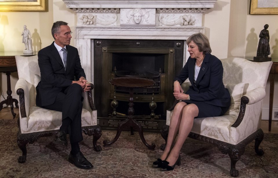 British Prime Minister Theresa May mets with Secretary General of NATO Jens Stoltenberg