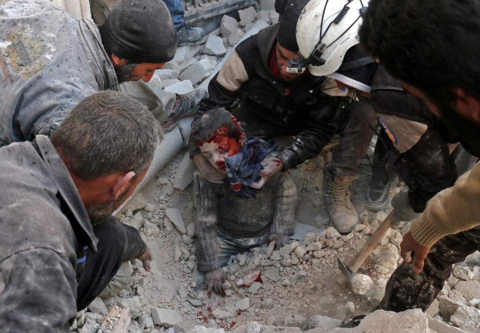 The building the boy was in was destroyed by an airstrike in the rebel-held east of the city