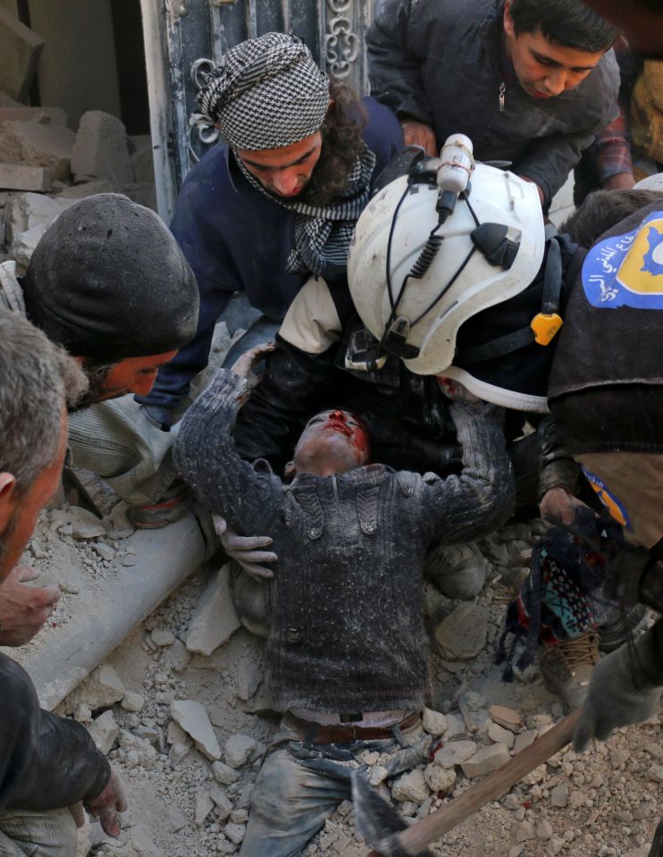The bombing was a suspected barrel bomb strike by government forces