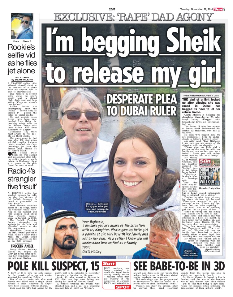 Officials confirmed she was allowed to leave after an appeal to ruler Sheik Mohammed from her dad