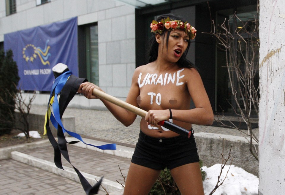 FEMEN said that the protest was against the building of metaphorical walls "on Ukraine’s way towards its democratic future in Europe"
