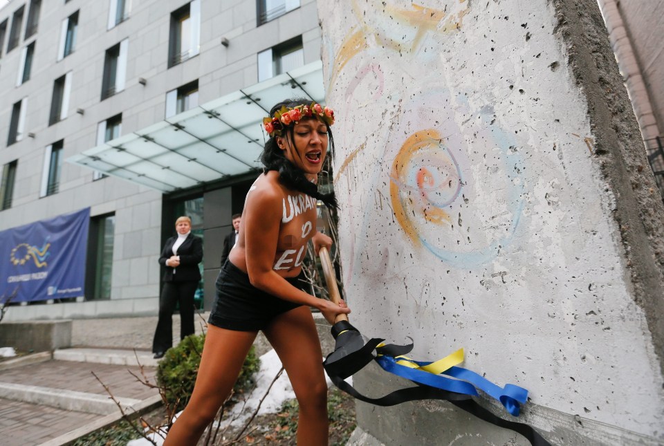 The woman's protest was stopped by authorities before any serious damage could be done
