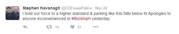 The police chief received mixed reactions after his tweet about an officer's parking 