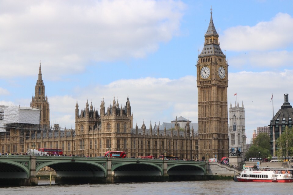 Westminster Bridge Over Thames River Against Big Ben
