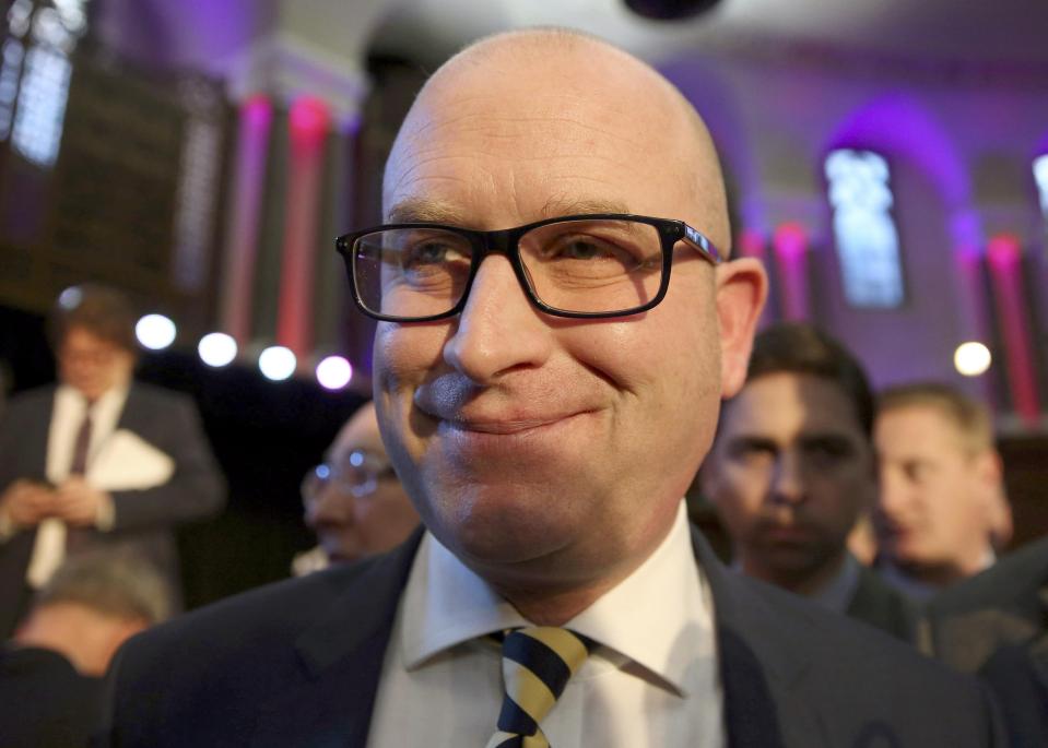 UKIP's newly elected leader Paul Nuttall, speaks to television cameras in London
