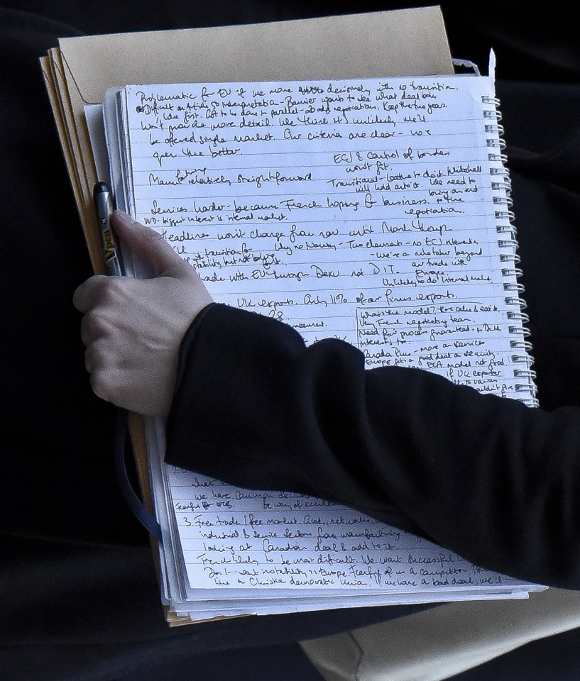 The document was snapped as an aide was leaving a meeting in Downing Street