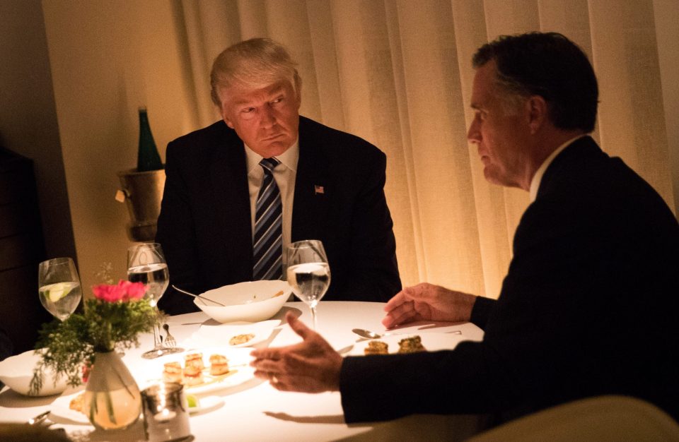 Donald Trump dined out on frogs’ legs at a posh restaurant with Mitt Romney as he decided whether to make his harsh critic the secretary of state