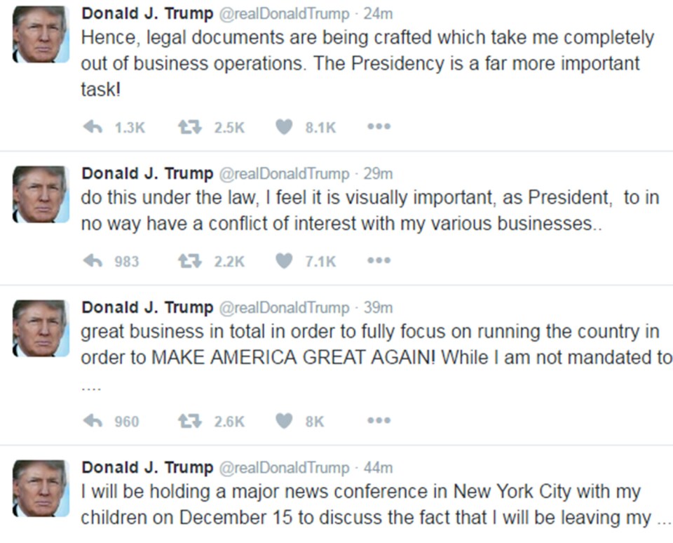 He announced the news in a series of tweets on Wednesday and said legal documents are currently being drawn up