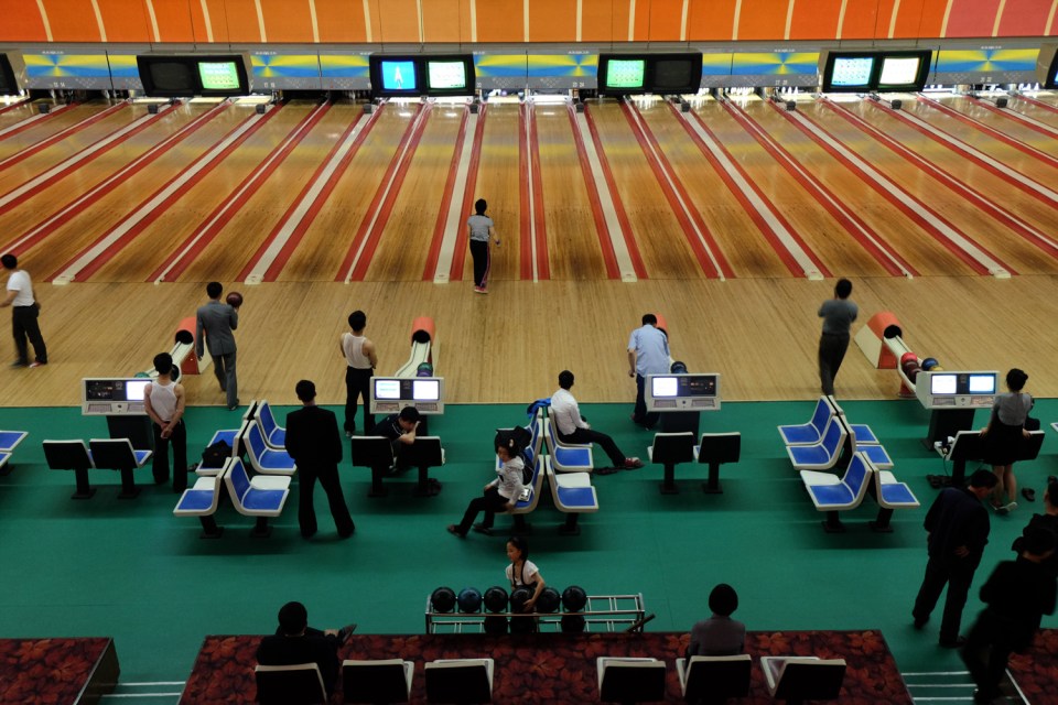 Rolling reds... The 'Golden Lane' bowling alley, Pyongyang