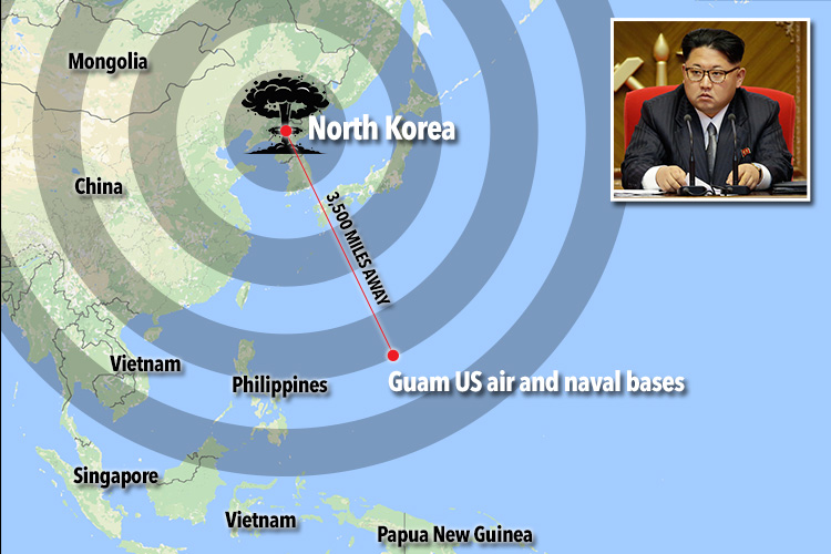 The current range of North Korea's missiles