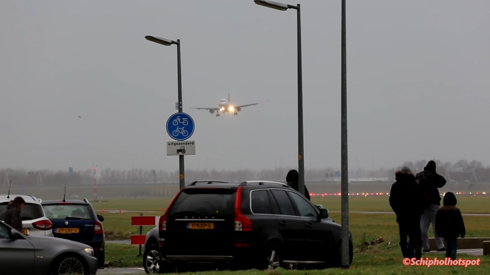 The plane violently lurches from side to side as it prepares to land