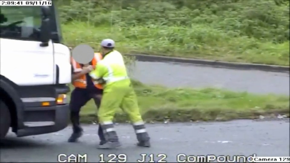  Raging pick-up driver tussles with lorry driver on hard shoulder of motorway