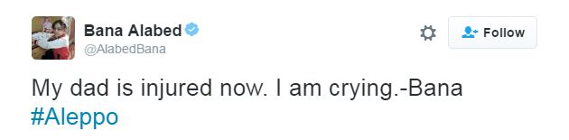 Bana sent this heartbreaking tweet from inside Aleppo last night 