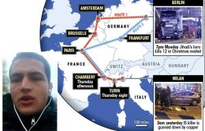 Berlin truck killer Anis Amri crossed FOUR European borders while on the run before being shot dead