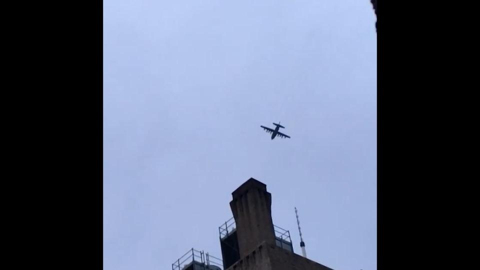  New Yorkers were left frightened and panicked when they saw a low flying plane over the Manhattan skyline