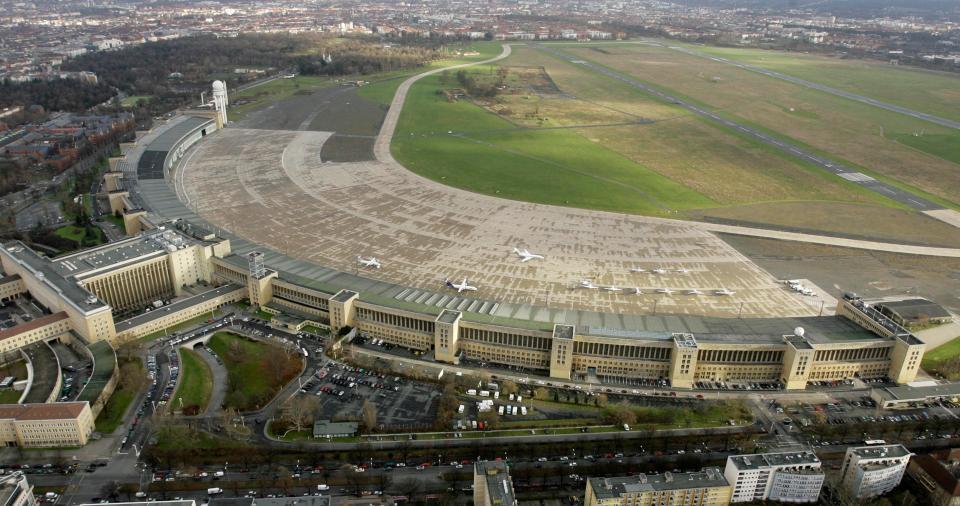 Cops swooped on a refugee camp at a defunct airport, it has been reported