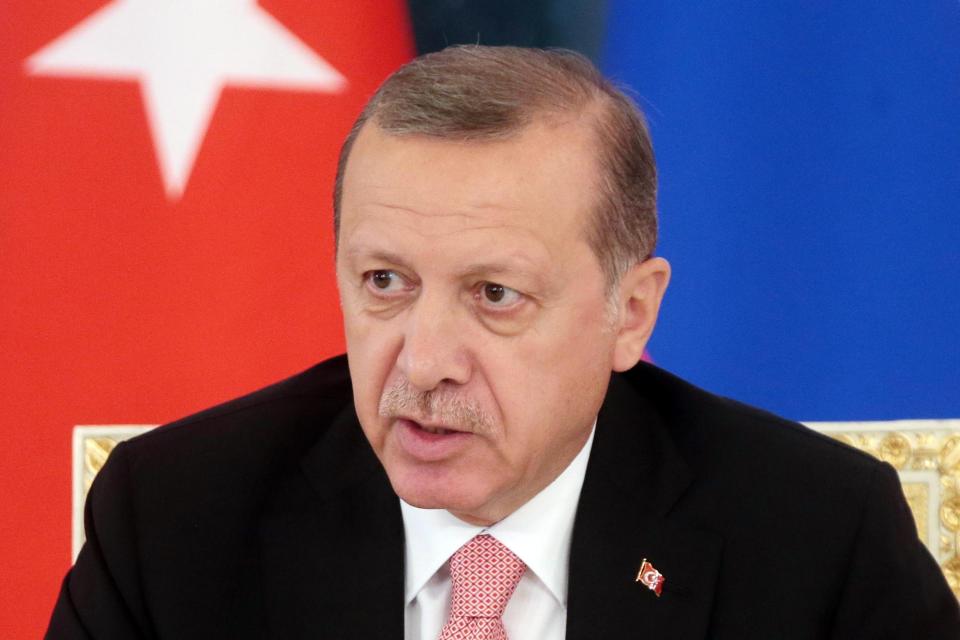 Turkish President Recep Tayyip Erdogan claims US-led coalition forces have 'supported ISIS' in a press conference 