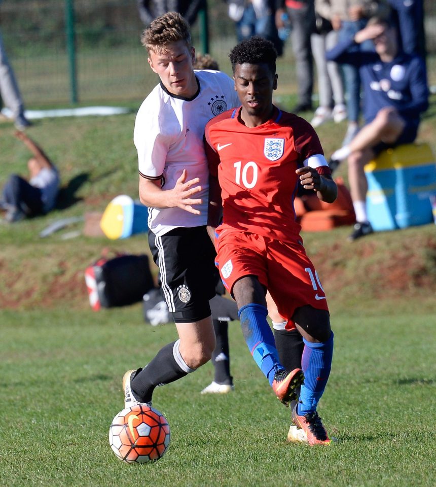 Gomes in action for England's Under-17s against Germany in October