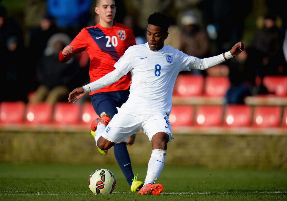 Gomes on the ball in an Under-16 clash against Norway in February