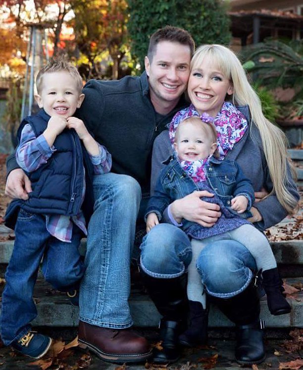 Abducted jogger Sherri Papini is pictured here with her husband Keith and their children, Tyler and Violet