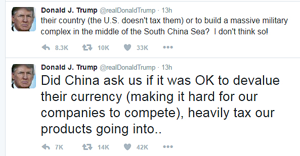 Trump took to Twitter on Sunday to insist he did not need China's permission to engage with Taiwan 