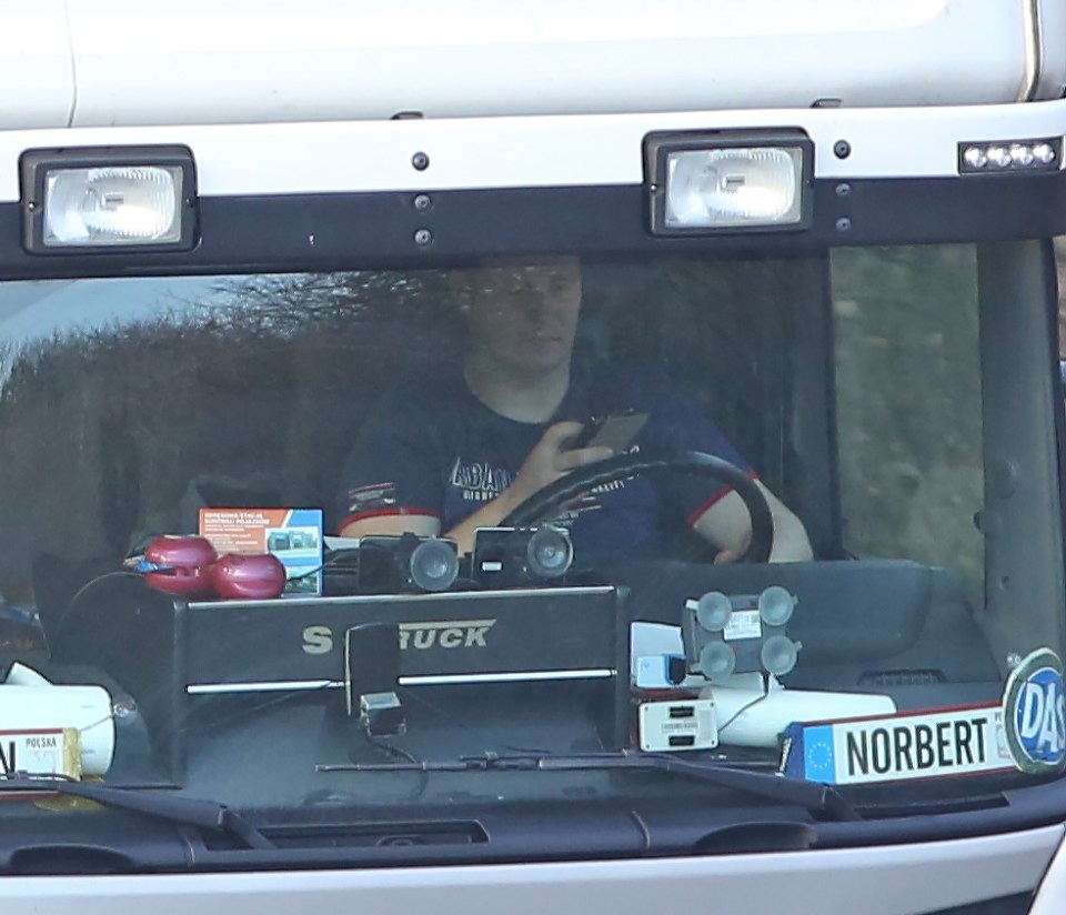 Man in lorry on mobile