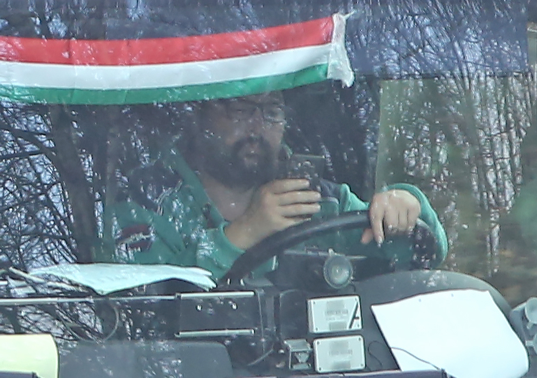 Man in lorry on mobile