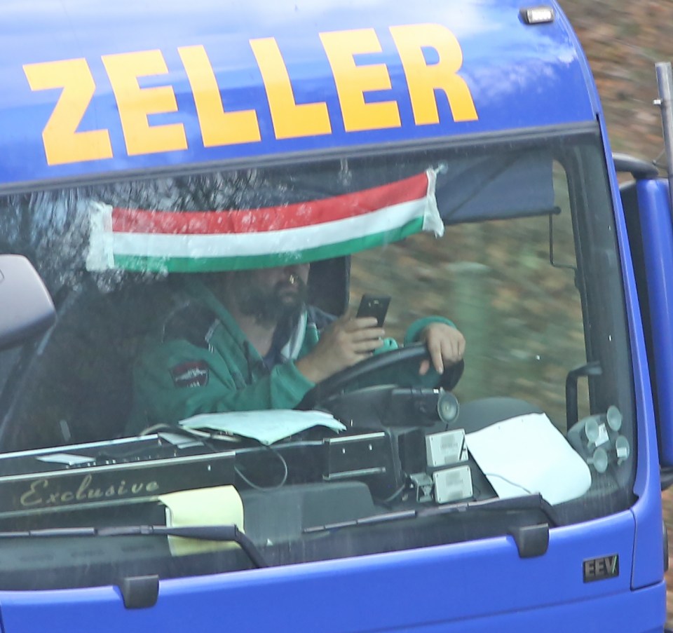 Man in lorry on mobile