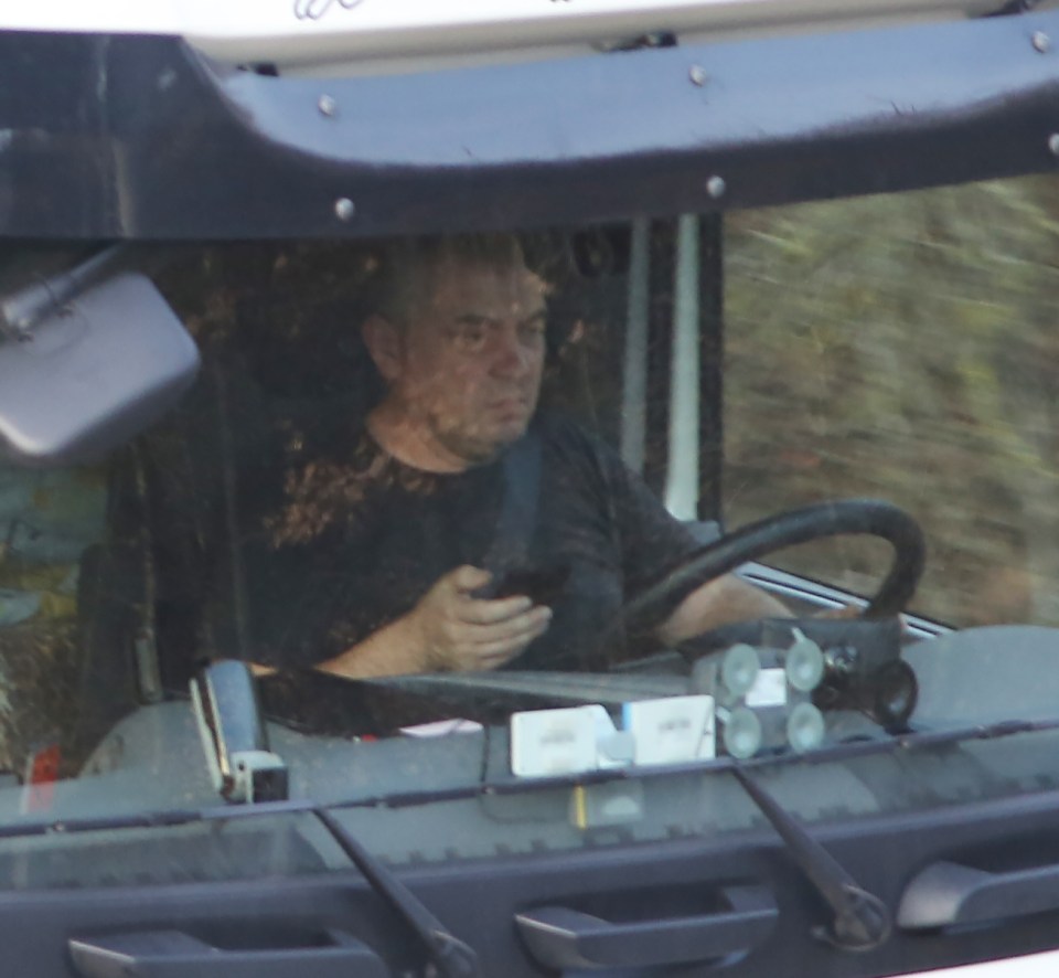 Man in lorry on mobile