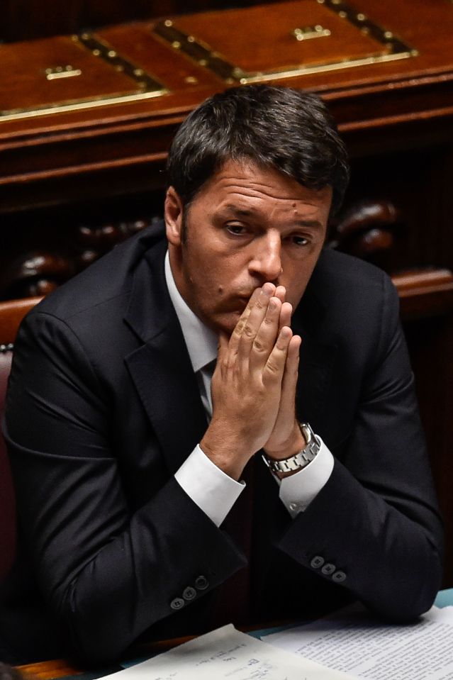 Pray to stay ... Mrs May also hinted the resignation of her Italian counterpart Matteo Renzi was bad news for Brexit Britain